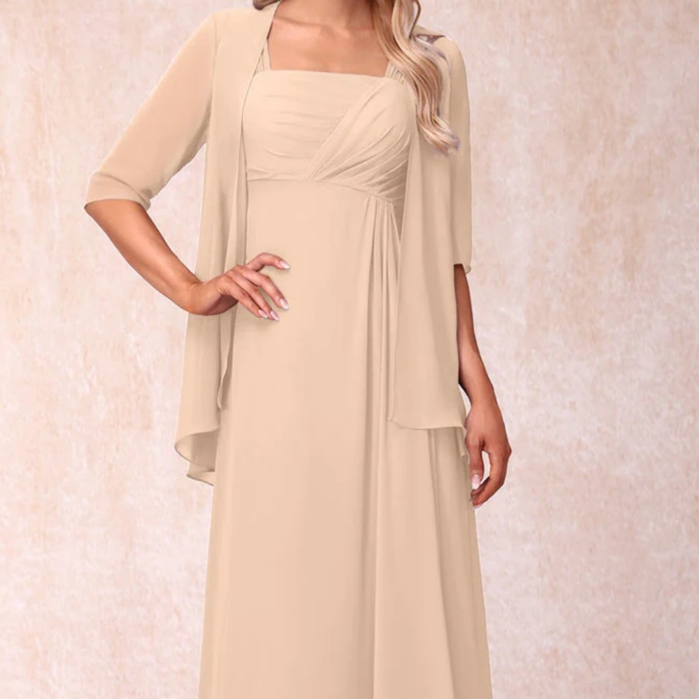 Elegant Cream Maxi Dress with Sheer Overlay